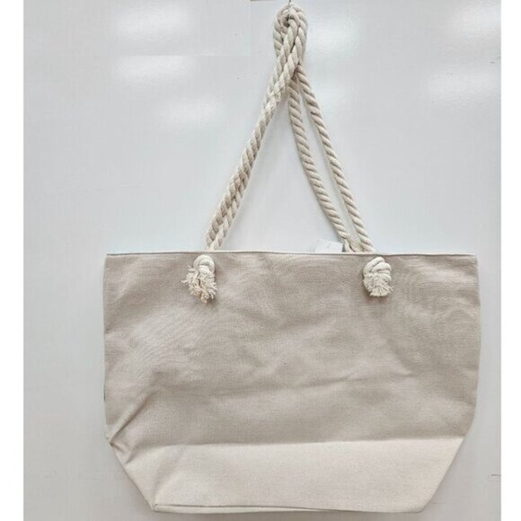 Beach Bag, Dolphin Print, Nautical Rope Handles, Large - Picture 2 of 6